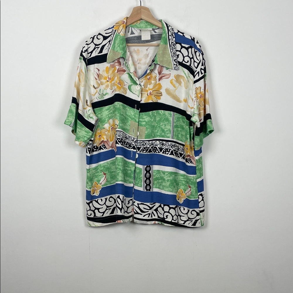 VTG Adam Tala Art To Wear Short Sleeve Resort Retro Patterned Button Women Shirt